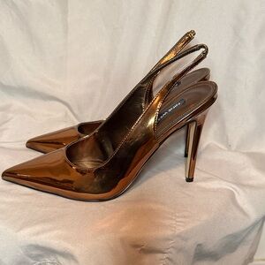 Nine West Shiny Copper Slingback Heels